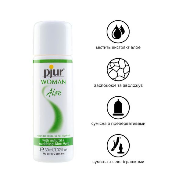 Лубрикант на водній основі pjur Woman Aloe 30 мл з екстрактом алое, зволожувальний, без парабенів PJ13310 фото