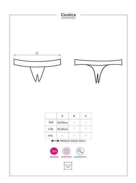 Мереживні танга з доступом Obsessive Contica crothchles thong S/M, чорні SO7256 фото