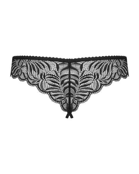 Мереживні танга з доступом Obsessive Contica crothchles thong S/M, чорні SO7256 фото
