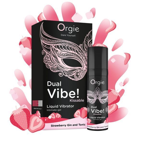 Рідкий вібратор Orgie Dual Vibe! Strawberry Gin & Tonic Kissable Liquid Vibrator, 15 мл SX1489 фото
