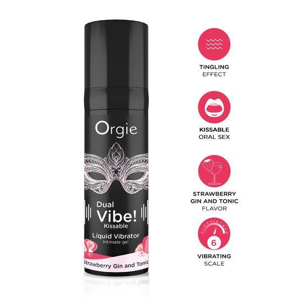 Рідкий вібратор Orgie Dual Vibe! Strawberry Gin & Tonic Kissable Liquid Vibrator, 15 мл SX1489 фото