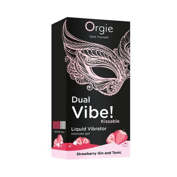 Рідкий вібратор Orgie Dual Vibe! Strawberry Gin & Tonic Kissable Liquid Vibrator, 15 мл SX1489 фото