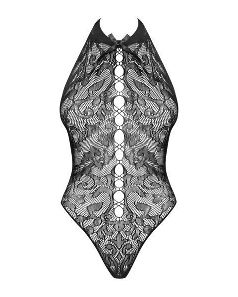 Бодістокінг з великими осередками та відкритою спиною Obsessive B113 teddy S/M/L, халтер SO7207 фото