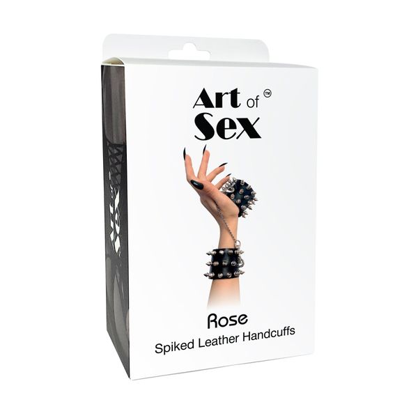 Наручники з шипами Art of Sex - Rose Spiked Leather Handcuffs, натуральна шкіра SO7654 фото