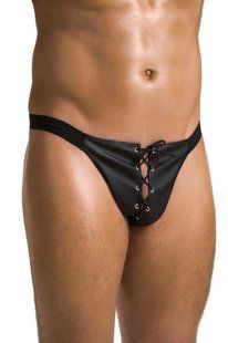 Чоловічі сліпи на шнурівці Passion 044 SLIP BEN XXL/XXXL Black, екошкіра, люверси SO7605 фото