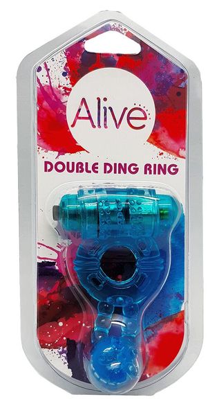 Ерекційне віброкільце Alive: Double Ding Ring Blue, два мотори SO8690 фото