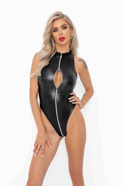 Боді Noir Handmade F294 Powerwetlook bodysuit with front zipper - M SX0196 фото