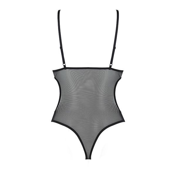 Боді з ажурним ліфом Passion CHRISTA BODY XXL/XXXL, black SO5755 фото