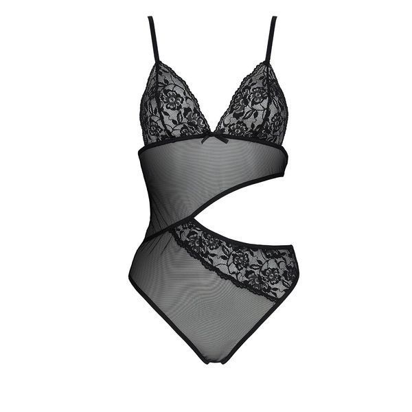 Боді з ажурним ліфом Passion CHRISTA BODY XXL/XXXL, black SO5755 фото