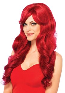 Хвиляста перука з косим чубчиком Leg Avenue Long Wavy Wig 68 см, червона SO9092 фото