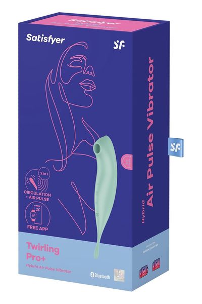 Смарт-вібратор для клітора з вакуумною стимуляцією Satisfyer Twirling Pro+ Mint SO6716 фото