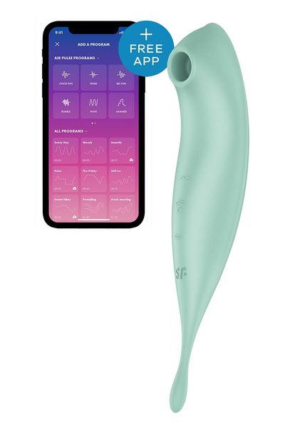 Смарт-вібратор для клітора з вакуумною стимуляцією Satisfyer Twirling Pro+ Mint SO6716 фото