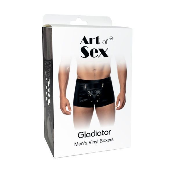 Чоловічі труси з сюрпризом Art of Sex - Gladiator, чорні з ефектом мокрого оксамиту, розмір S SX3404 фото