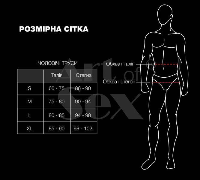 Чоловічі труси з сюрпризом Art of Sex - Gladiator, чорні з ефектом мокрого оксамиту, розмір S SX3404 фото