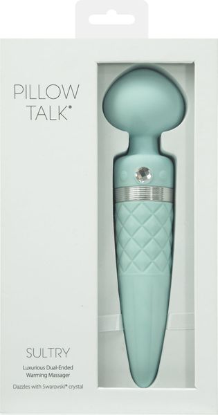 Вібромасажер 2в1 PILLOW TALK - Sultry Teal, класичний масажер і вібратор з ротацією, підігрів SO2718 фото