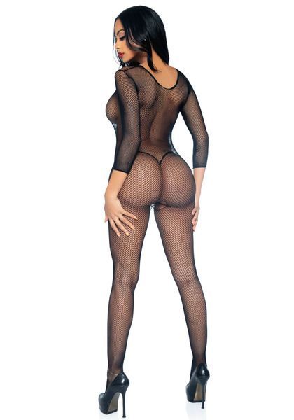 (SALE) Бодістокінг Leg Avenue V Front Bodystocking One size Black, дрібна сітка, доступ SO8613 фото