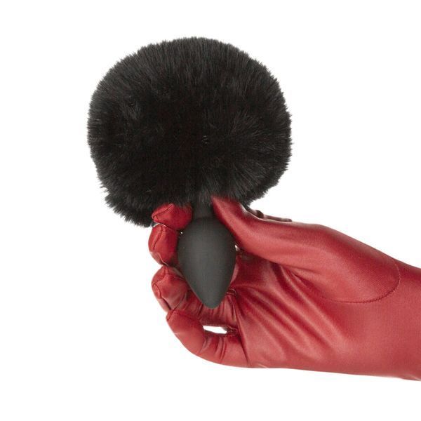 Анальна пробка з хвостом Punishment - Bunny Tail Silicone Anal Plug - Black SX2235 фото