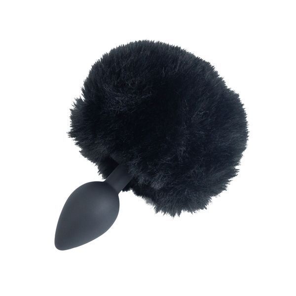 Анальна пробка з хвостом Punishment - Bunny Tail Silicone Anal Plug - Black SX2235 фото