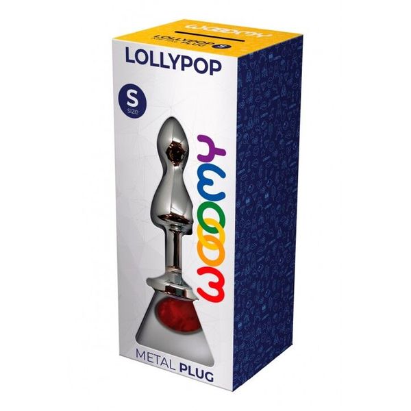 Металева анальна пробка Wooomy Lollypop Double Ball Metal Plug Red S, діам. 2,8 см, довжина 8,5 см SO7416 фото