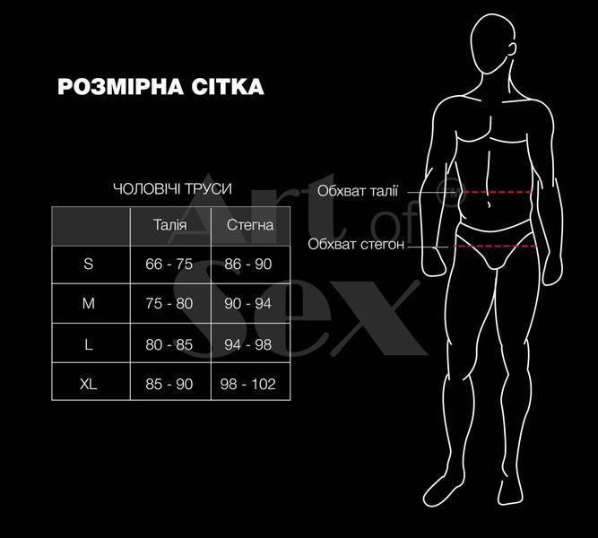 Чоловічі труси з сюрпризом Art of Sex - Gladiator, чорні з ефектом мокрого оксамиту, розмір L SX3785 фото
