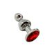 Металева анальна пробка Wooomy Lollypop Double Ball Metal Plug Red S, діам. 2,8 см, довжина 8,5 см SO7416 фото 1