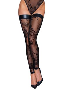 Панчохи Noir Handmade F243 Tulle stockings with patterned flock embroidery - M SX0156 фото