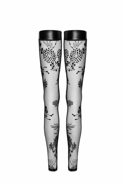 Панчохи Noir Handmade F243 Tulle stockings with patterned flock embroidery - M SX0156 фото