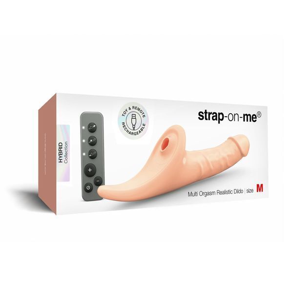 Вібронасадка для страпону з вакуумною стимуляцією Strap-On-Me Multi Orgasm Realistic Dildo M Vanilla SX4036 фото