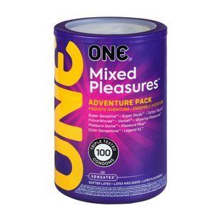 Набір презервативів ONE Mixed Pleasures, 100 шт, 10 видів, паковання-тубус SX0732 фото