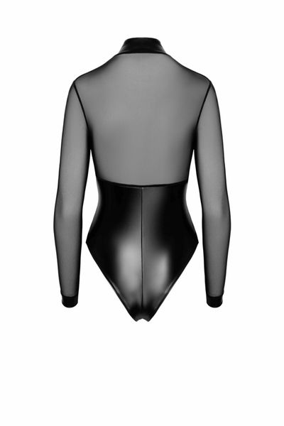 Боді Noir Handmade F321 Edge wetlook and mesh body with rings - M SX0358 фото