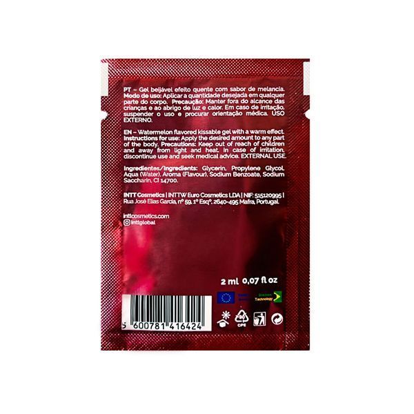Пробник гелю для оральних пестощів з зігрівальним ефектом INTT Lick Me Kissable Gel Watermelon 2 мл SX2807 фото