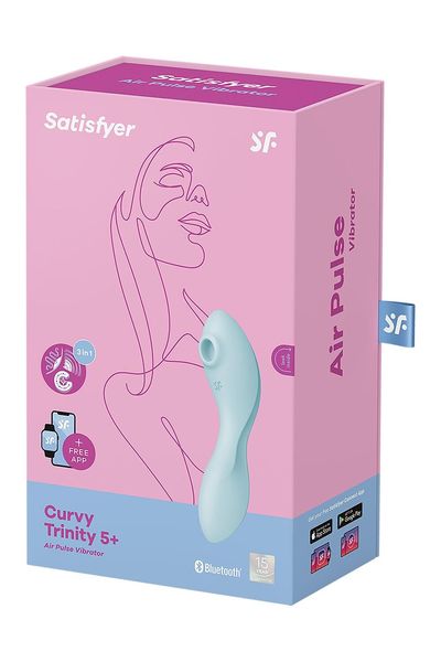 Вакуумний смарт-стимулятор із вібрацією Satisfyer Curvy Trinity 5 (Blue), керування зі смартфона SO6726 фото