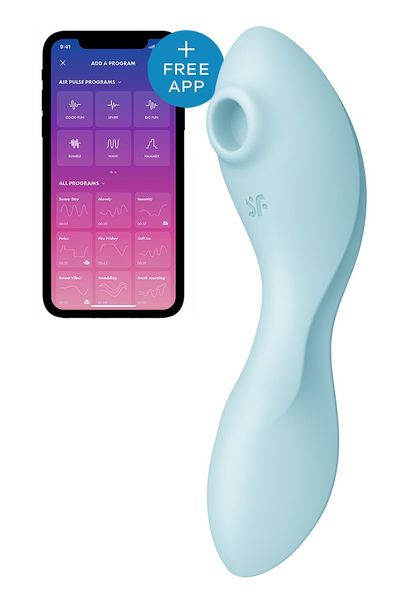 Вакуумний смарт-стимулятор із вібрацією Satisfyer Curvy Trinity 5 (Blue), керування зі смартфона SO6726 фото