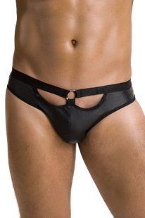 Чоловічі сліпи з вирізами Passion 041 SLIP JOE L/XL Black, екошкіра, відкриті сідниці SO7594 фото