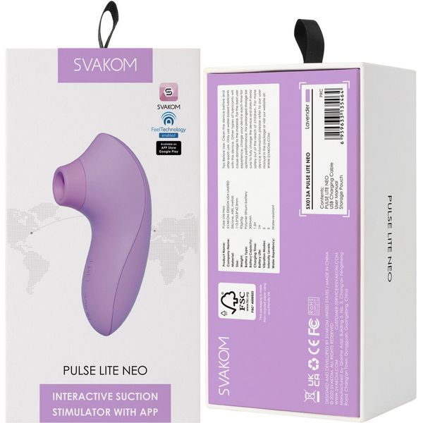 Вакуумний стимулятор Svakom Pulse Lite Neo Lavender, керується зі смартфона SO7322 фото