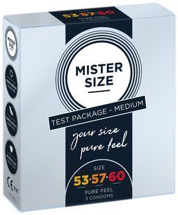 Набір презервативів Mister Size - pure feel - 53&ndash;57&ndash;60 (3 condoms), 3 розміри, товщина 0,05 мм SO8040 фото