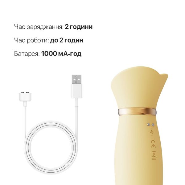 Вібратор з підігрівом та вакуумною стимуляцією клітора Zalo - ROSE Vibrator Lemon Yellow SO6681 фото