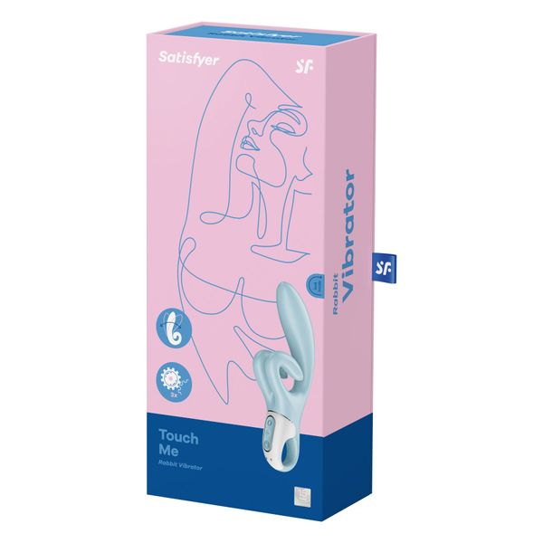 Вібратор-кролик Satisfyer Touch Me Blue, подвійний відросток, 3 потужні мотори SO7777 фото