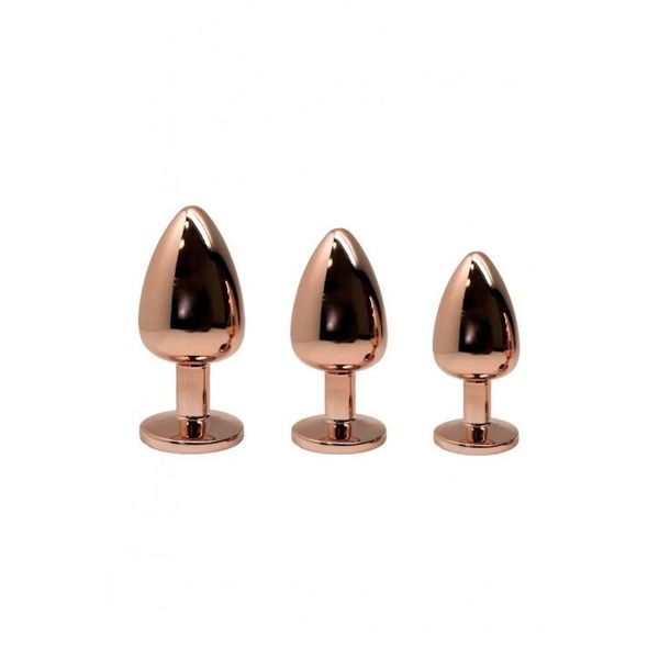 Металева анальна пробка Wooomy Tralalo Rose Gold Metal Plug Magenta S, діаметр 2,8 см, довжина 7 см SO7429 фото