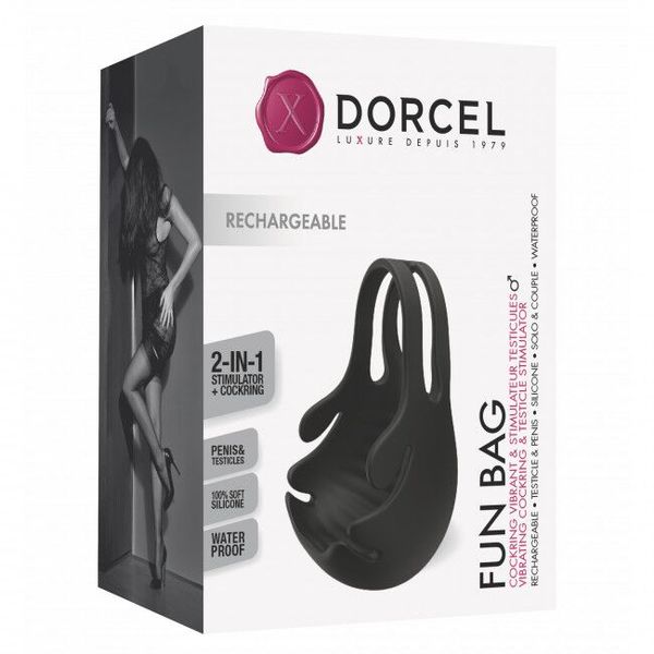 Ерекційне кільце з вібрацією і стимуляцією мошонки Dorcel FUN BAG, перезаряджуване SO4870 фото