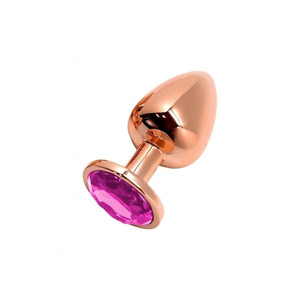 Металева анальна пробка Wooomy Tralalo Rose Gold Metal Plug Magenta S, діаметр 2,8 см, довжина 7 см SO7429 фото