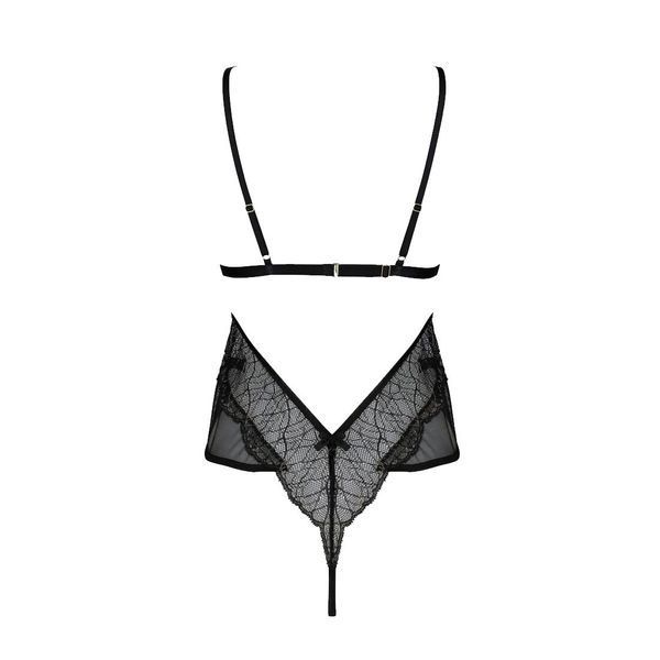 Боді Passion AMBERLY BODY 4XL/5XL black, асиметричний крій, мереживний ліф, золота нитка SO7049 фото
