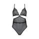 Боді Passion AMBERLY BODY 4XL/5XL black, асиметричний крій, мереживний ліф, золота нитка SO7049 фото 3