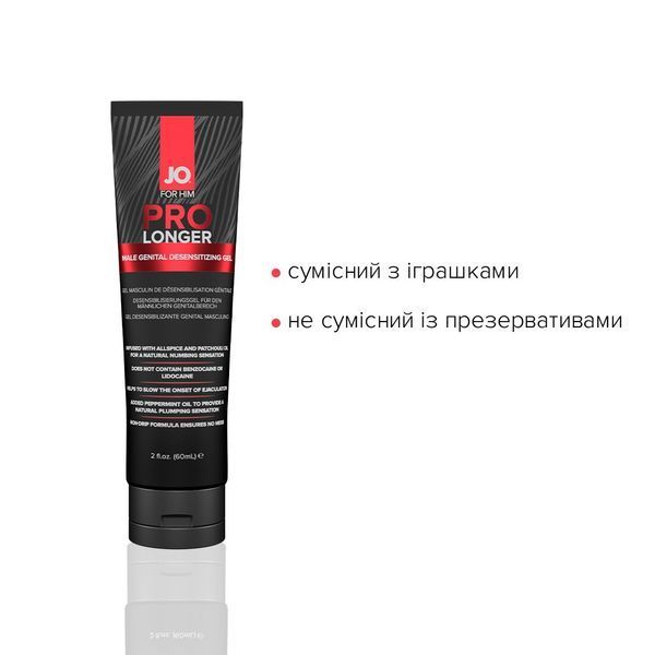 Пролонгер гель JO Prolonger Gel (60 мл) з олією перцевої м&rsquo;яти, гвоздикового перцю та пачулів SO1834 фото