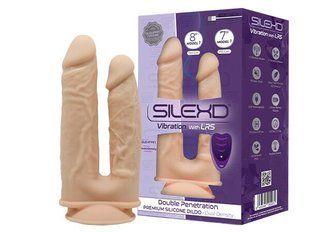 Подвійний фалоімітатор з вібрацією SilexD Double Gusto Vibro Flesh (Model 1 size 8" & 7") + LRS, діаметр 4,5 см та 3,7 см SO8209 фото