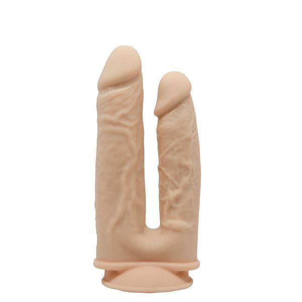 Подвійний фалоімітатор з вібрацією SilexD Double Gusto Vibro Flesh (Model 1 size 8" & 7") + LRS, діаметр 4,5 см та 3,7 см SO8209 фото