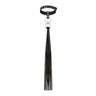 Нашийник с флогером Rosy Gold - Collar with Flogger - Black SX1198 фото