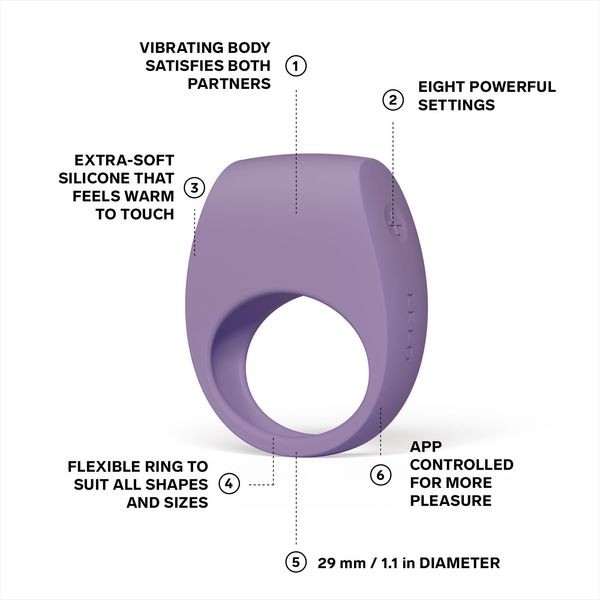 Ерекційне кільце з вібрацією LELO Tor 3 Violet Dusk SX0702 фото