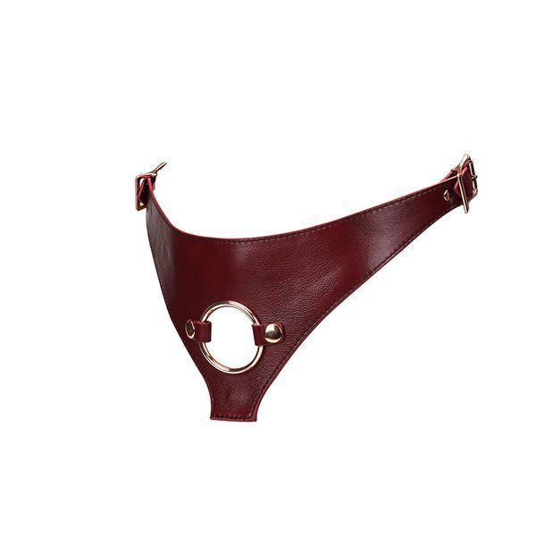 Шкіряні трусики для страпона Liebe Seele Wine Red Strap on Harness, універсальний розмір SO9464 фото
