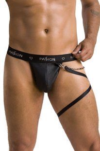 Чоловічі трусики танга з підв&rsquo;язкою Passion 058 THONG BILL XXL/XXXL Black SO7638 фото